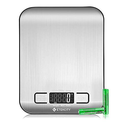 410ydcgTvDL.jpg Etekcity Food Kitchen Scale, Digital Grams and Ounces for Weight Loss, Baking, Cooking, Keto and Meal Prep, LCD Display, Medium, 304 Stainless Steel - Image 1
