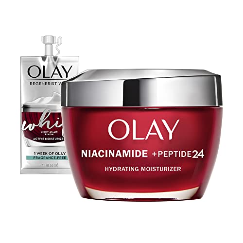 418l-5h3jtL.jpg Olay Regenerist Niacinamide + Peptide 24 Hydrating Face Moisturizer with Vitamin B3 for Stronger Skin Barrier 1.7 oz, includes Whip Travel Size for Dry Skin - Image 1