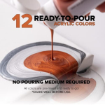 GenCrafts Metallic Acrylic Pouring Paint - Set of 12 Metallic Colors - Pre-Mixed High Flow & Ready to Pour - 2 oz./ 59 ml Bottles - Multi-Purpose Paints for Canvas & Paper, Rocks, Wood and More - Image 5