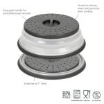 Tovolo Vented Collapsible Medium Microwave Cover (Charcoal) - Splatter Guard & Colander Kitchen Gadget for Food & Meal Prep / Dishwasher-Safe, BPA-Free Silicone & Plastic - Image 8