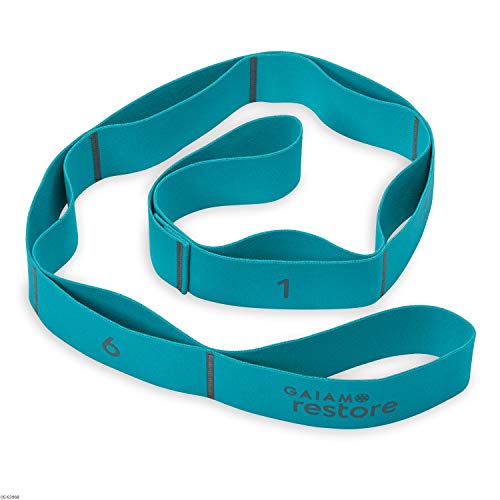 41E5KOB4BoL.jpg Gaiam Restore Stretch Band Strap - Elastic Stretching Strap with Loops for Medium Resistance Stretch Assist on Leg, Hamstring, Exercise/Fitness/Workout, Physical Therapy - Image 1