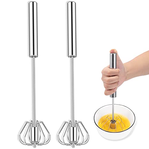 41TIBjtJzL.jpg 2 PCS Hand Push Whisk, Semi-Automatic Egg Whisk, 12 Inch Stainless Steel Egg Whisk For Home Blending, Whisking, Beating, Stirring, 2 Pack - Image 1