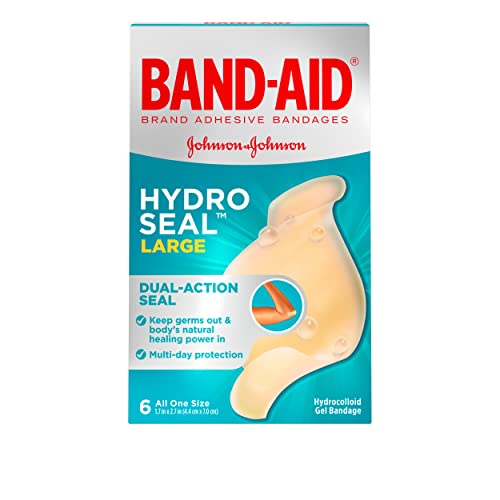 Band-Aid Brand Hydro Seal Large Adhesive Bandages for Wound Care,Blisters, Cuts and Scrapes, All Purpose Waterproof Bandages, 6 Count