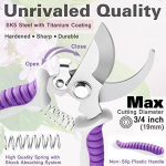 Garden Pruning Shears,Gardening Tools Bypass Hand Pruner Stainless Steel Gardening Scissor,Tree Cutter Clippers Secateur Trimmer Kit Set of 3,Purple - Image 4