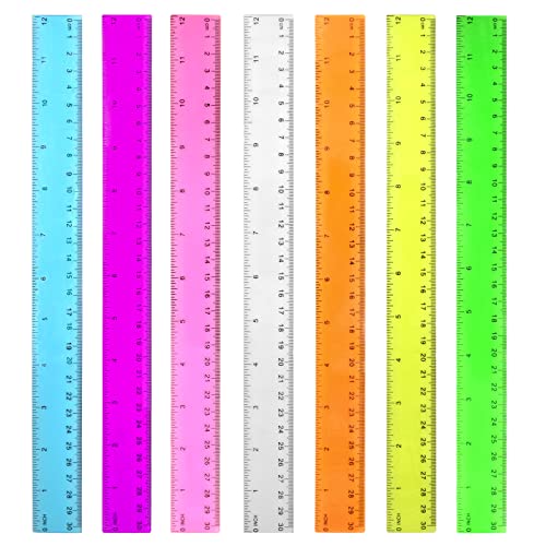 51GgMyfl5VL.jpg Color Transparent Ruler Plastic Rulers - Ruler 12 inch, Kids Ruler for School, Ruler with Centimeters, Millimeter and Inches, Assorted Colors, Clear Rulers, 7 Pack School Rulers - Image 1