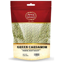 Spicy World Cardamom Pods 3.5oz (100g) - Whole Green Cardamom Pods - Natural Spice, Vegan, Large, Aromatic Cardomon- By Spicy World