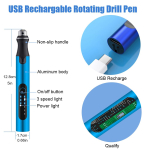 3-Speed Cordless Mini Drill Pen With 8 Small Drill Bits,Rechargeable Electric Hand Drill Pin Vise,Micro Drill Set For Jewelry Making,Resin,Plastic,Wood,Keychains DIY - Image 6