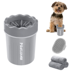 Comotech Dog Paw Cleaner, Portable Dog Paw Washer Pet Cleaning Silicone Brush with 3 Absorbent Towel, Pet Foot Cleaner for Small Breed Dogs(Grey)