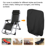Naiveroo Outdoor Zero Gravity Folding Chair Cover Waterproof Dustproof Lawn Patio Furniture Covers All Weather Resistant 28"x43"（Black） - Image 7