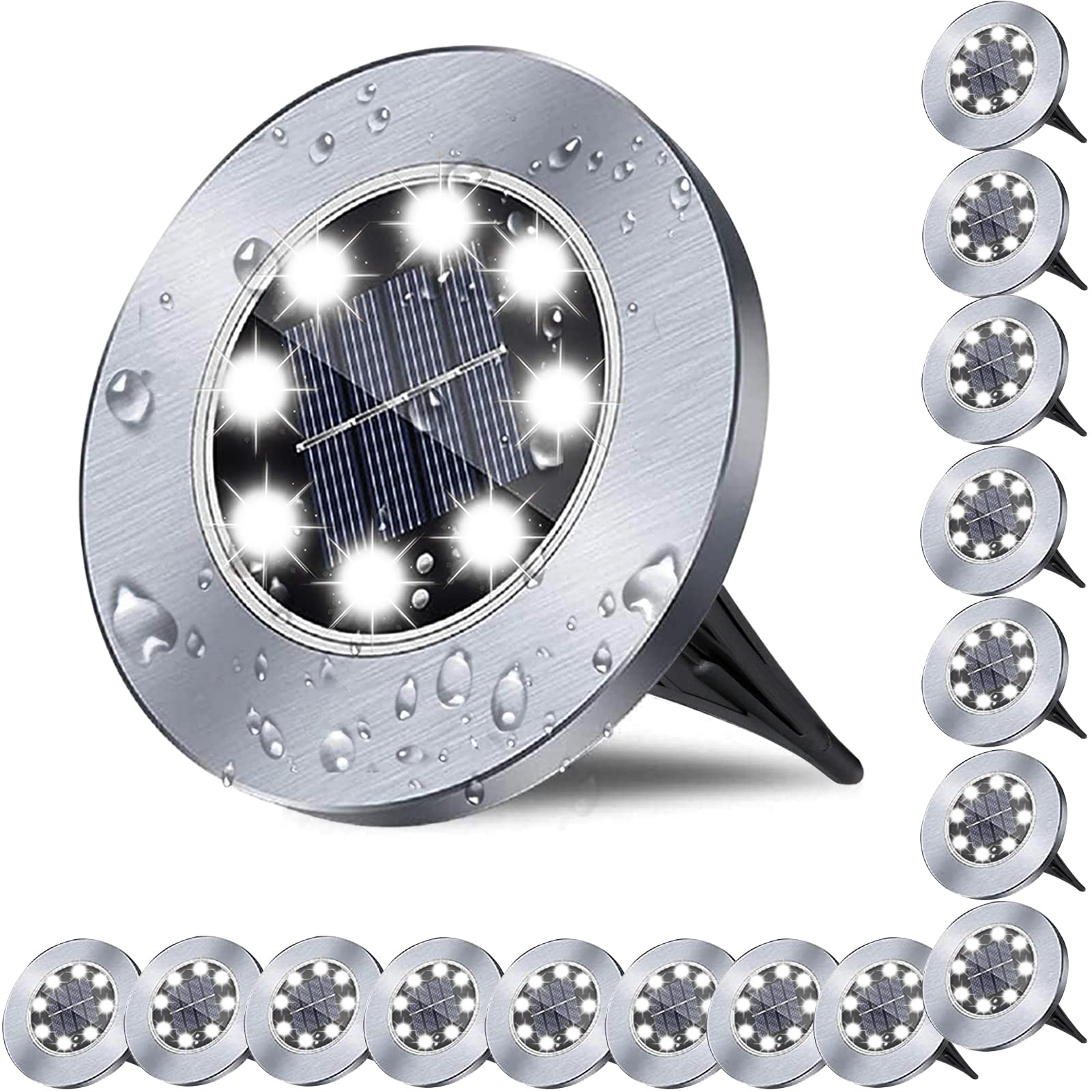 Version 1.0.0 Solar Ground Lights, Waterproof Solar Garden Lights, Upgraded Outdoor Garden Waterproof Bright in-Ground Lights, Landscape Lights for Pathway,Yard,Deck,Lawn,Patio,Walkway (16 Pack White Light) - Image 1