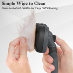 Swihauk Self Cleaning Slicker Brush for Dogs & Cats & Small Pets, Skin Friendly Grooming Cat Brush, Dog Brush for Shedding, Deshedding Brush, Hair Brush Puppy Brush for Haired Dogs, Gray - Image 6