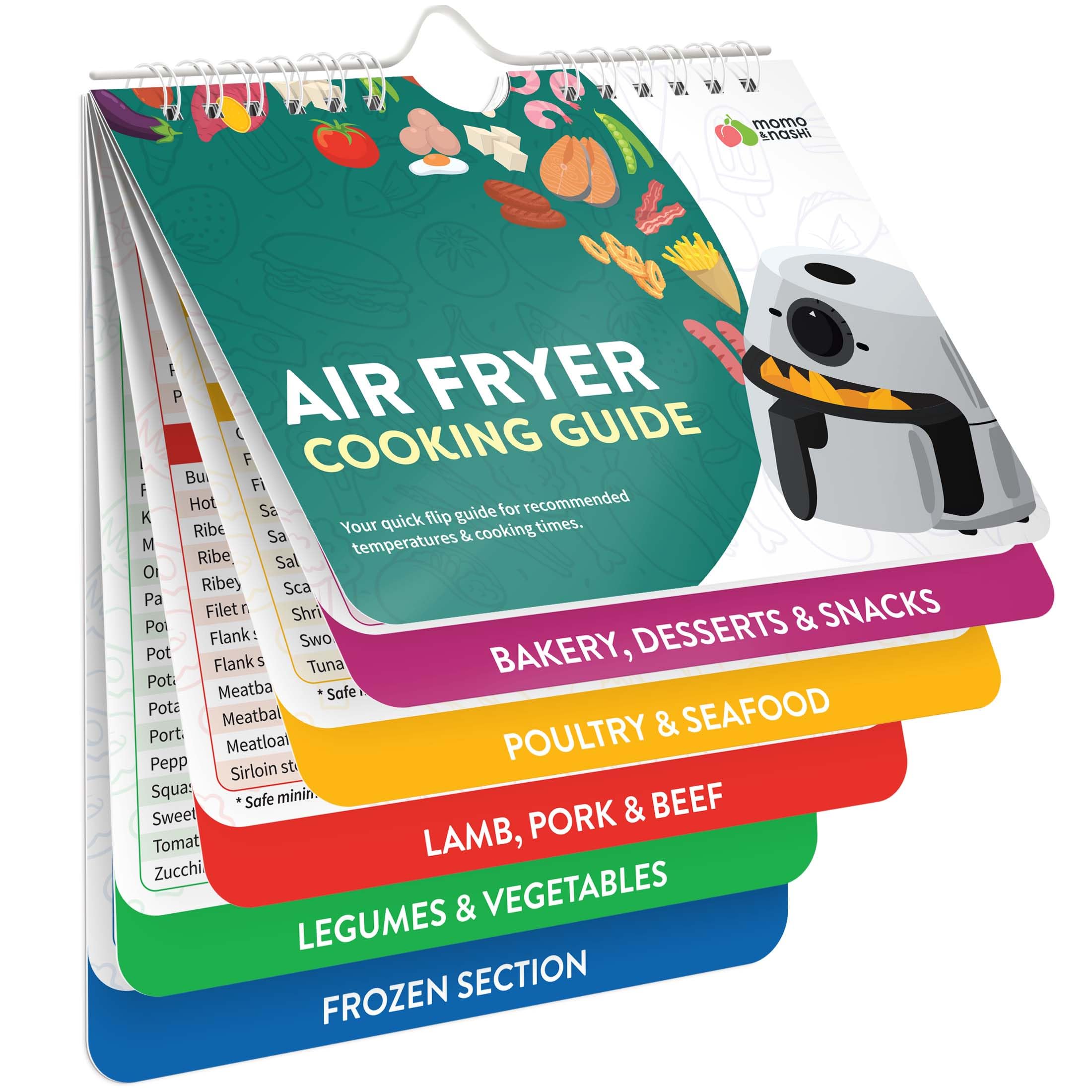 Version 1.0.0 Air Fryer Cheat Sheet Magnets Cooking Guide Booklet - Air Fryer Magnetic Cheat Sheet Set Cooking Times Chart - Cookbooks Air Fryer Accessories Oven Cooking Pot Temp Guide Kitchen Conversion - Image 1