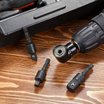 CIGOTU Right Angle Drill Adaptor,4-in-1 Impact Drill Bit Extension,360° Rotatable 1/4 3/8 1/2" Impact Grade Socket Adapter Set,105 Degree Angle Screwdriver Drill Bit for Household Workplace Industry - Image 2