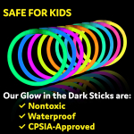 Glow Sticks Bulk Party Favors 100pk - 8" Glow in the Dark Party Supplies, Light Sticks for Neon Party Glow Necklaces and Bracelets for Kids or Adults - Image 2