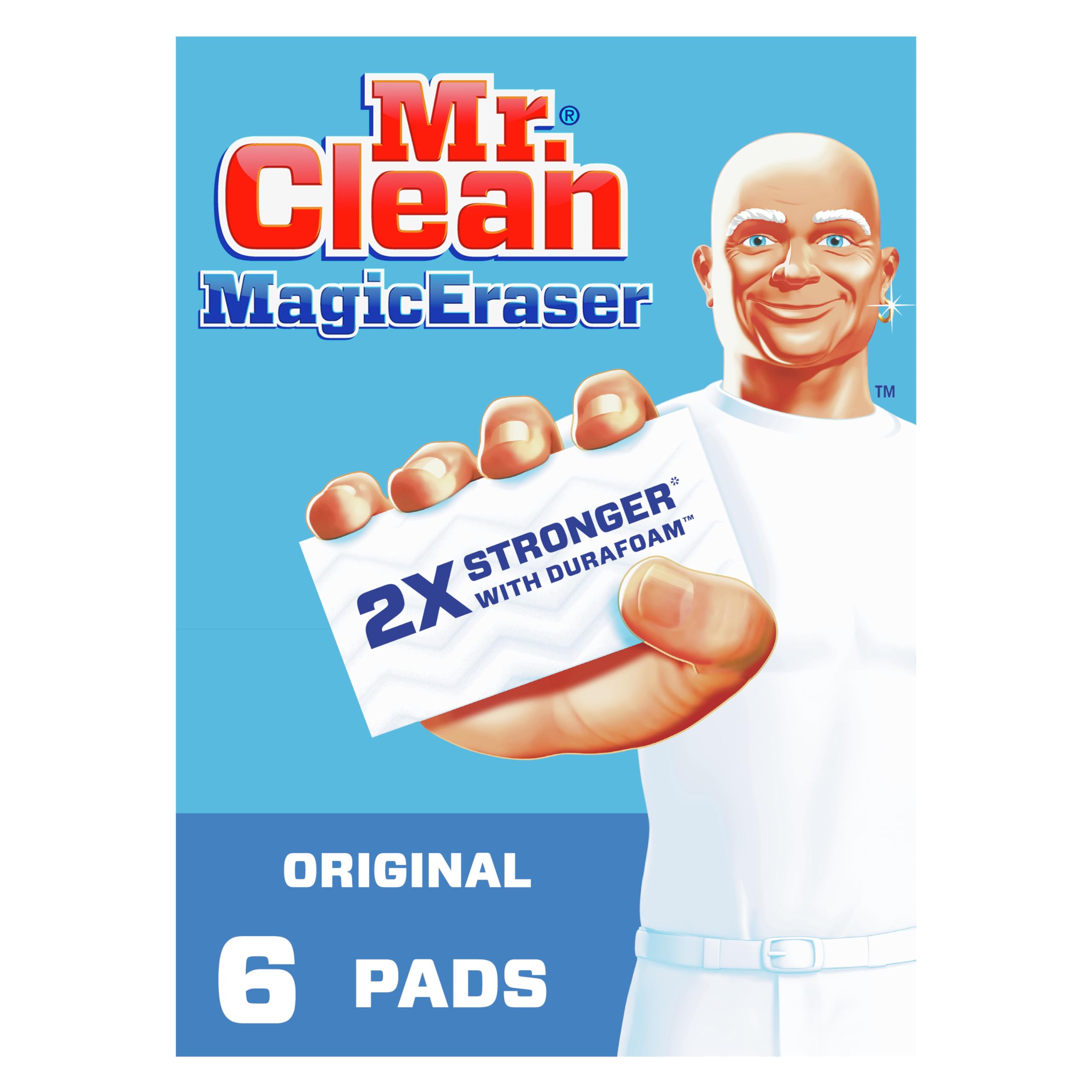 Version 1.0.0 Mr. Clean Magic Eraser Original Cleaning Pads with Durafoam, White, 6 Count - Image 1