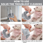 Comotech Dog Paw Cleaner, Portable Dog Paw Washer Pet Cleaning Silicone Brush with 3 Absorbent Towel, Pet Foot Cleaner for Small Breed Dogs(Grey) - Image 5