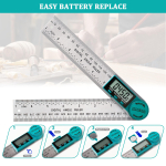 Digital Angle Finder Protractor, Angle Finder Ruler with 7inch/200mm, Angle Measuring Tool for Woodworking/Carpenter/Construction/DIY Measurement(2 Batteries Included) (Stainless Steel) - Image 3